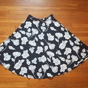 High Waisted High Calf Length Flowing Skirt